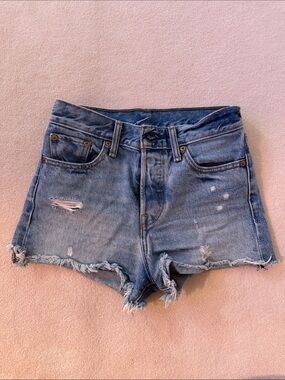 Levi's Light Blue Distressed Denim Cutoff Shorts
